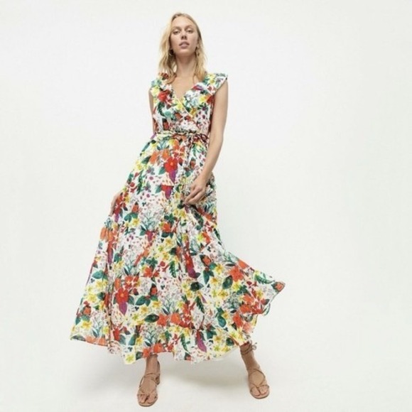 J.Crew Dresses & Skirts - J.Crew Ratti Island Botanical Ruffle Front Maxi Dress Floral Size 6 AK625